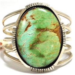 Old Pawn Green Mountain Turquoise Sterling Silver Cuff Bracelet - Aron Johnson