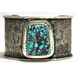 Old Pawn #8 Number Eight Turquoise Sterling Silver Cuff Bracelet - Francis