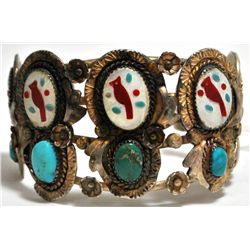 Old Pawn Multi-Stone Cardinal Sterling Silver Cuff Bracelet