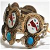 Image 3 : Old Pawn Multi-Stone Cardinal Sterling Silver Cuff Bracelet