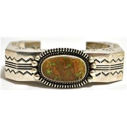 Old Pawn Gaspeite Sterling Silver Cuff Bracelet - Harold J