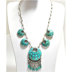 Old Pawn Turquoise Sterling Silver Necklace - Annie Quam Gasper