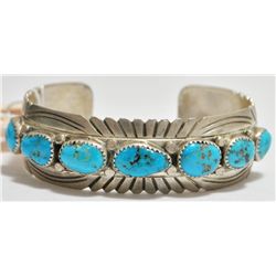 Old Pawn Turquoise Sterling Silver Cuff Bracelet - S