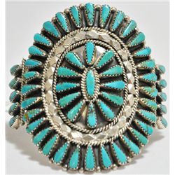 Old Pawn Turquoise Needlepoint Sterling Silver Cuff Bracelet - Tommy Lowe