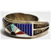 Image 3 : Old Pawn Multi-Stone Inlay Sterling Silver Cuff Bracelet - ECS?