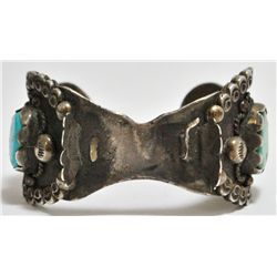 Old Pawn Turquoise Sterling Silver Cuff Bracelet Women's Watch (Needs work) - BM