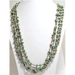 Old Pawn Green Fox Turquoise Heshi Necklace
