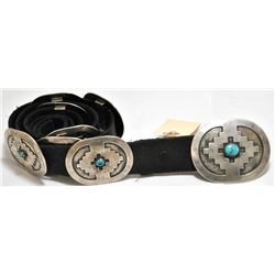 Old Pawn Turquoise Sterling Silver Concho Belt