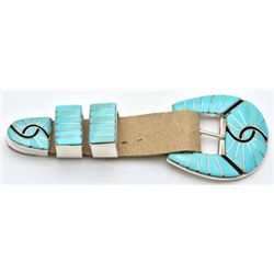 Zuni Turquoise Sterling Silver Ranger Buckle - Amy Quandelacy