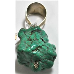 Old Pawn Medium Turquoise Stone Sterling Silver Pendant