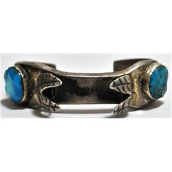 Old Pawn Turquoise Sterling Silver Cuff Bracelet Small Women's Watch