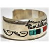Image 2 : Navajo Multi-Stone Sterling Silver Running Horses Cuff Bracelet
