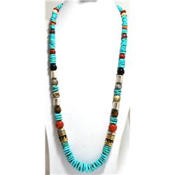 Navajo Multi-Stone Necklace with 12k Gold Fill & Sterling Silver - Tommy Singer