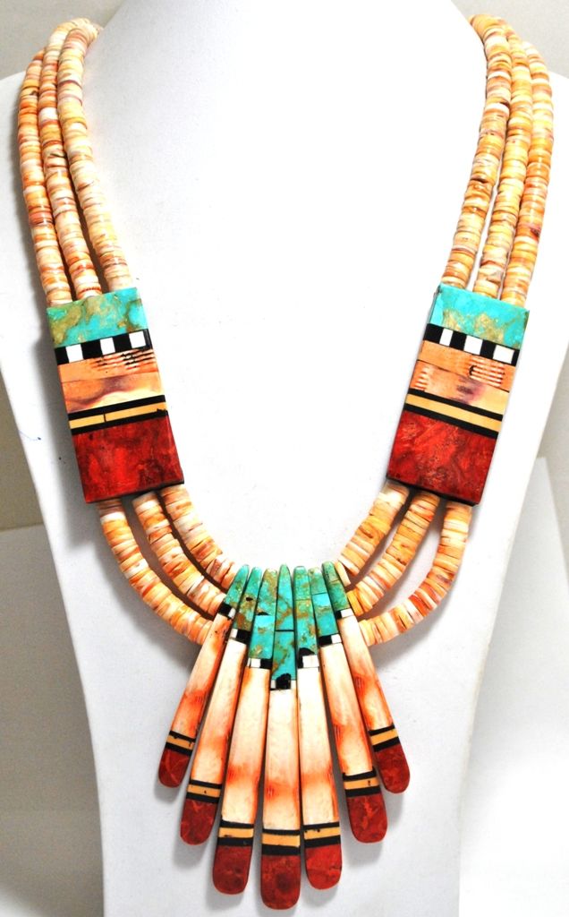 Pendentif Santo Domingo Incrustation Turquoise Par Torevia Crespin – Authentique Amérindien