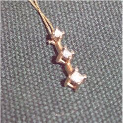 White Gold 3 Stone Diamond Necklace