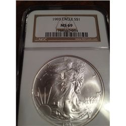 1993 Pure Silver Eagle NGC MS-69