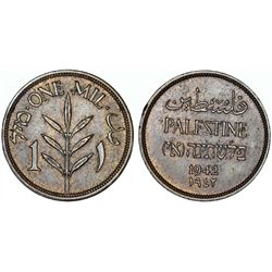 Palestine. British Administration. Bronze 1 Mil 1942. UNC