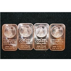 2012 Copper Ingot, .999 Fine 1 Oz., lot of 4