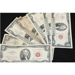 1963 United States Note $2, Red Seal, lot of 10