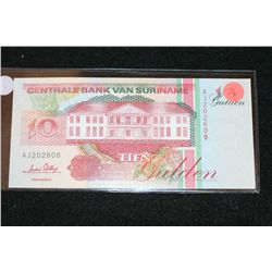 1996 Suriname Foreign Bank Note 10 Gulden