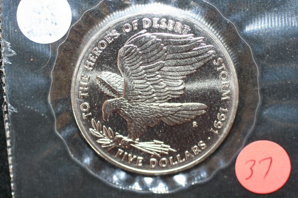 1991 Republic Of The Marshall Islands 5 Coin To The Heroes Of Desert Storm
