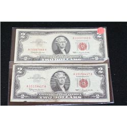 1963 United States Note $2, Red Seal, lot of 2