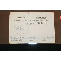 Military Police Identification Card #6656; Munich Germany dated 1945