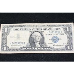 1957 US Silver Certificate $1, Blue Seal, Star Note