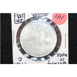 1972G German 10 Deutsche Mark Foreign Coin, Silver