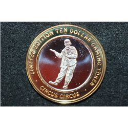Circus Circus Limited Edition Two-Tone $10 Gaming Token, .999 Fine