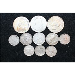Canada Foreign Coin, Silver, various dates, conditions & denominations, lot of 10