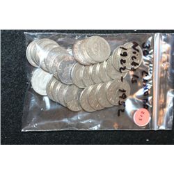 Canada Nickels, various dates 1922-1952 & conditions, lot of 30