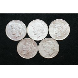 1922 (2), 1922-D, 1923 & 1923-S Peace $1, lot of 5