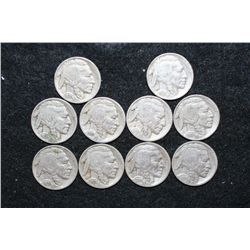 Buffalo Nickel, various dates & conditions, lot of 10