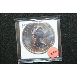 1989 Canada $5 Foreign Coin, Mapleleaf, 9999 Fine Silver 1 Oz.