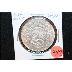 1966 Mexico Un Peso Foreign Coin