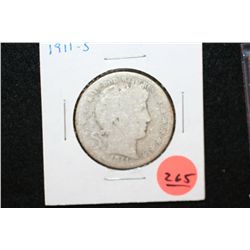 1911-S Barber Half Dollar
