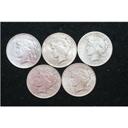 1922, 1922-D (2) & 1923-D (2) Peace $1, Lot of 5