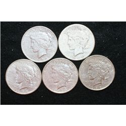 1922, 1922-S, 1923-D, 1923-S & 1928-S Peace $1, lot of 5