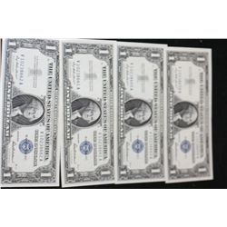 1957 US Silver Certificate $1, Blue Seal, lot of 4, Consecutive Numbers