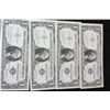 Image 1 : 1957 US Silver Certificate $1, Blue Seal, lot of 4, Consecutive Numbers