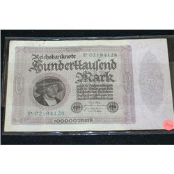 1923 German 100000 Funderhaufend Mark  Foreign Bank Note