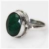 Image 1 : Natural 23.09 ct Emerald Oval Ring .925 Sterling Silver