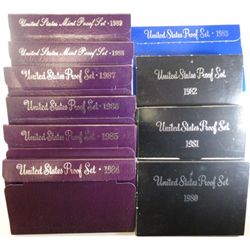 U.S. PROOF SETS OF THE 80'S  ( 10 ) SETS  ORIGINAL MINT PACKAGING