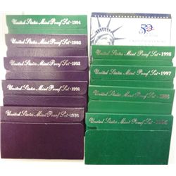U.S. PROOF SETS OF THE 90'S ( 10 ) SETS, ORIGINAL MINT PACKAGING