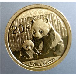 2012 1/20th OUNCE .999 GOLD CHINESE PANDA, BEAUTIFUL PROOF COIN