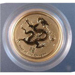 2012 AUSTRALIAN 1/20th OUNCE .999 GOLD DRAGON, BEAUTIFUL PROOF COIN