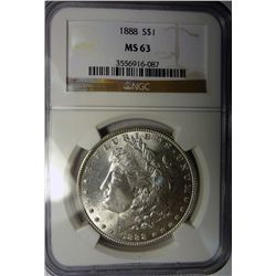 1888 MORGAN DOLLAR NGC MS63
