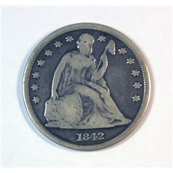 1842 SEATED DOLLAR VG