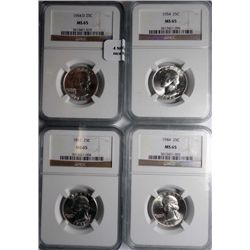 4 NGC65 quarters :1944-51-54PD